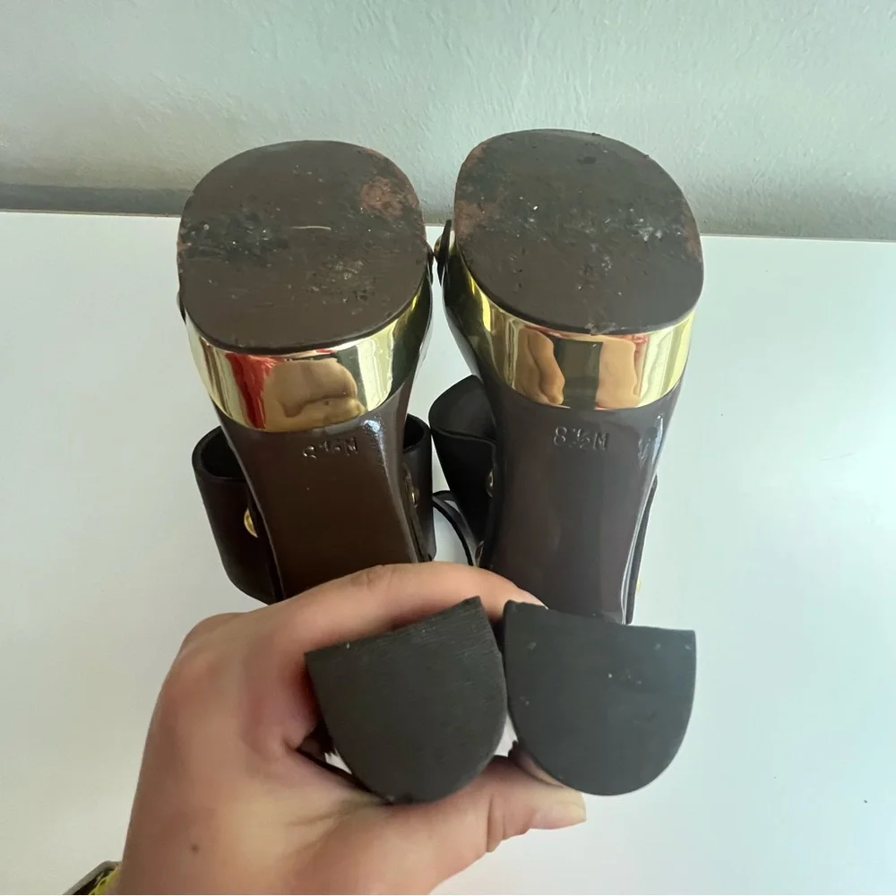 Michael Kors Brown Leather Platform Heel Sandals